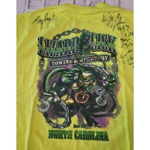 Lizard Lick Towing Neon Yellow T Shirt Signed Autographed Size 2X- READ